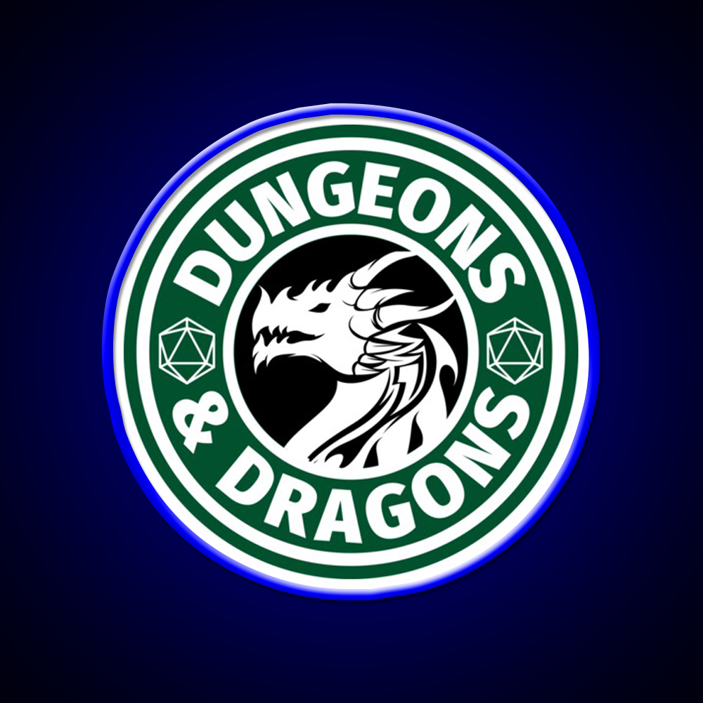 Dungeons And Dragons Logo Cafe Led Neon Sign Espresso Bar Art Rgb Color