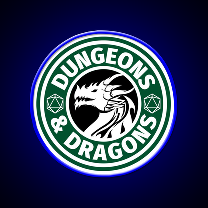 Dungeons And Dragons Logo Cafe Led Neon Sign Espresso Bar Art Rgb Color