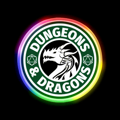 Dungeons And Dragons Logo Cafe Led Neon Sign Espresso Bar Art Rgb Color