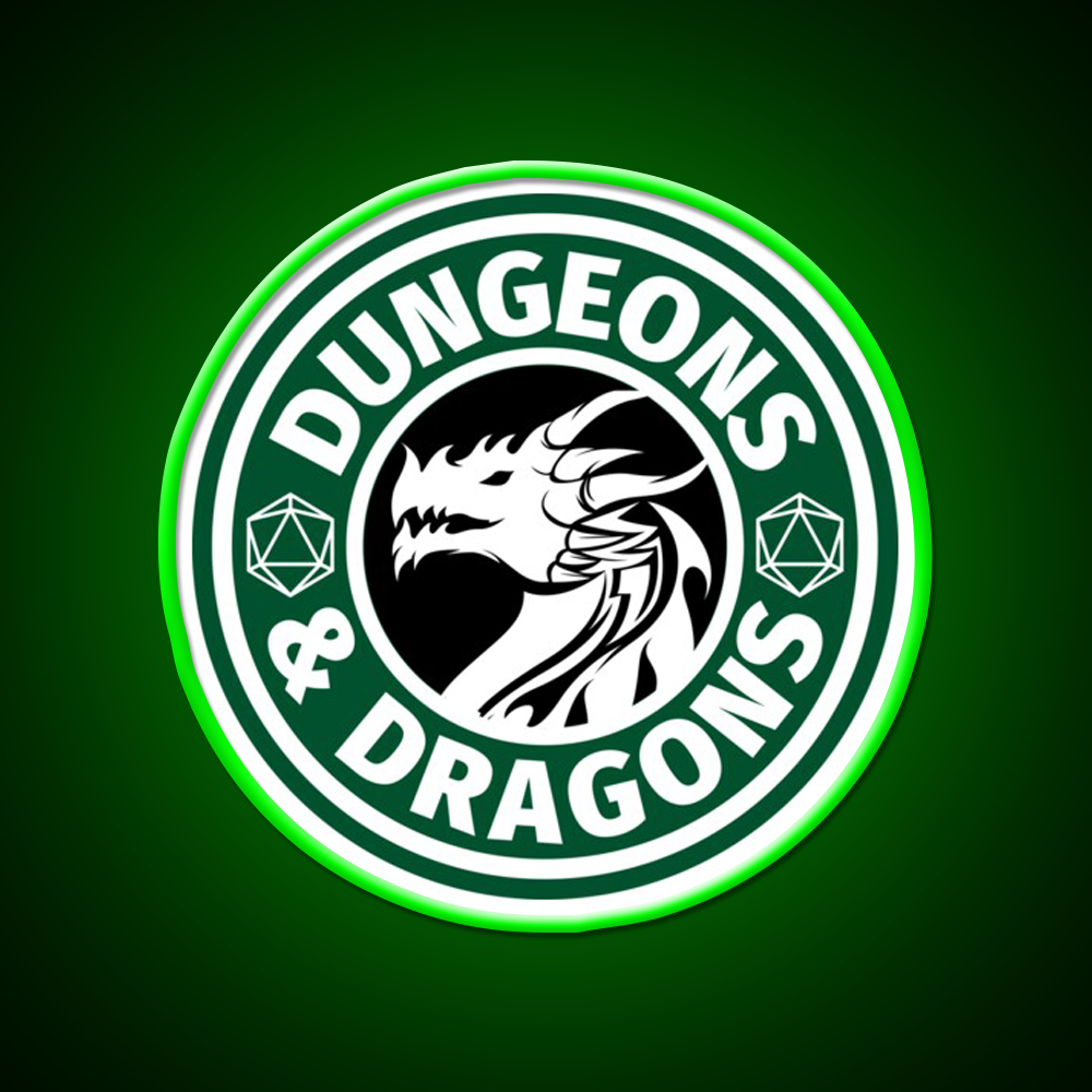 Dungeons And Dragons Logo Cafe Led Neon Sign Espresso Bar Art Rgb Color