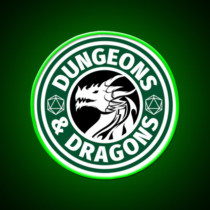 Dungeons And Dragons Logo Cafe Led Neon Sign Espresso Bar Art Rgb Color