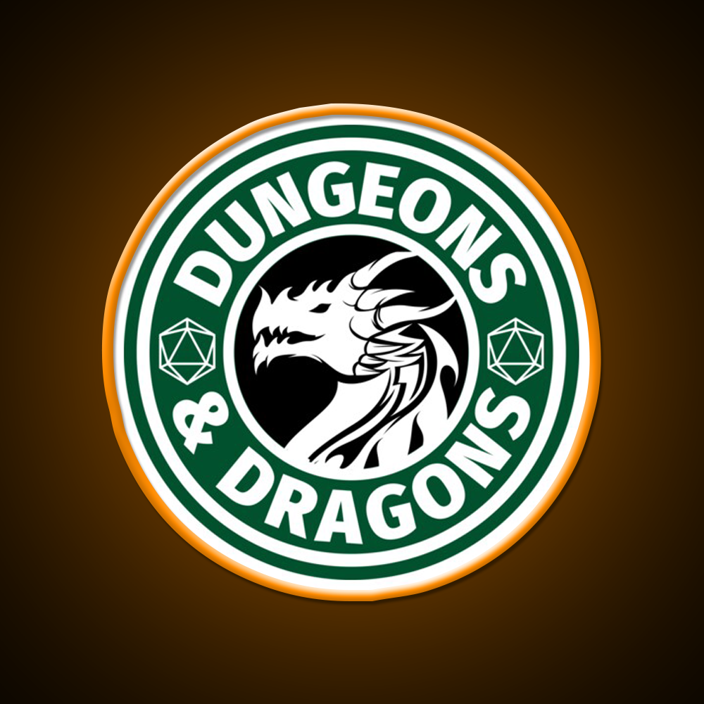 Dungeons And Dragons Logo Cafe Led Neon Sign Espresso Bar Art Rgb Color