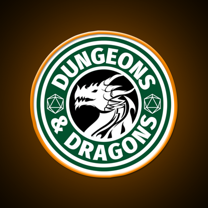 Dungeons And Dragons Logo Cafe Led Neon Sign Espresso Bar Art Rgb Color