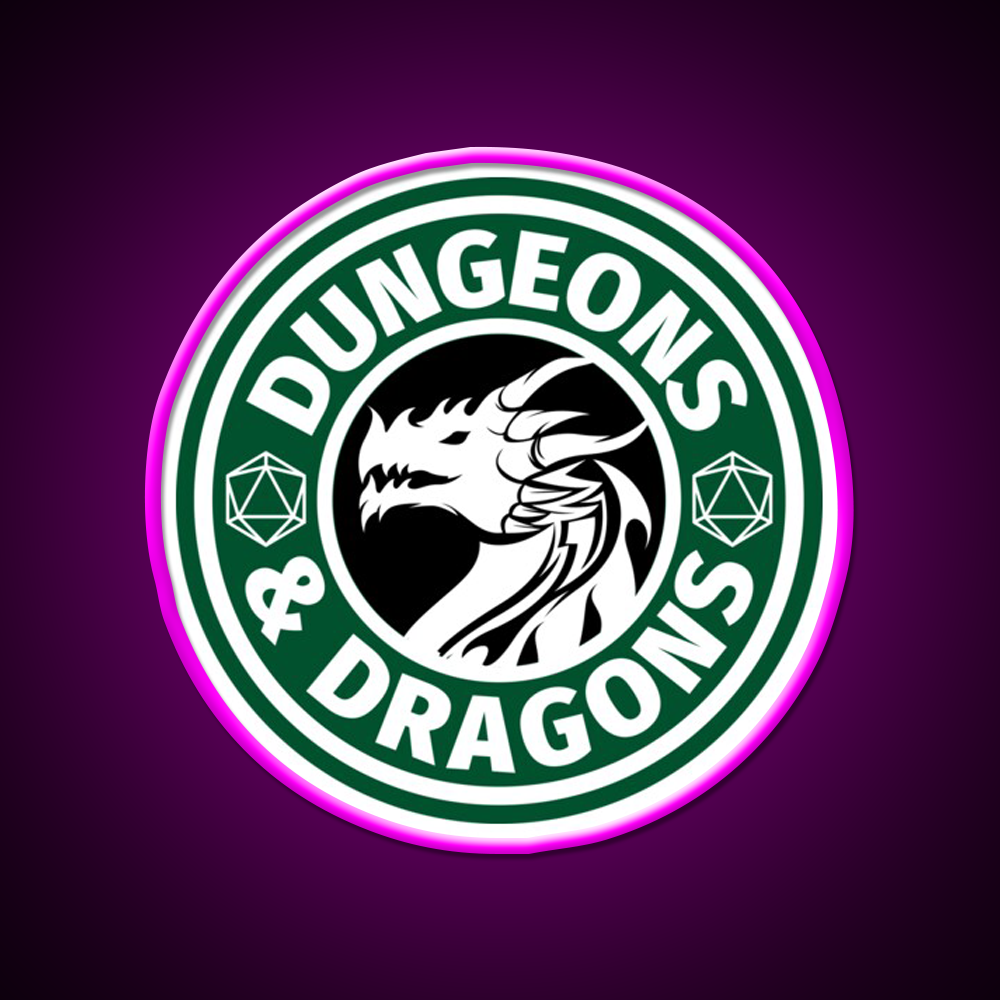 Dungeons And Dragons Logo Cafe Led Neon Sign Espresso Bar Art Rgb Color