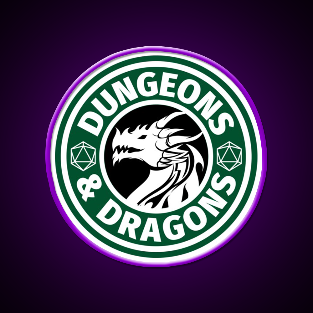 Dungeons And Dragons Logo Cafe Led Neon Sign Espresso Bar Art Rgb Color