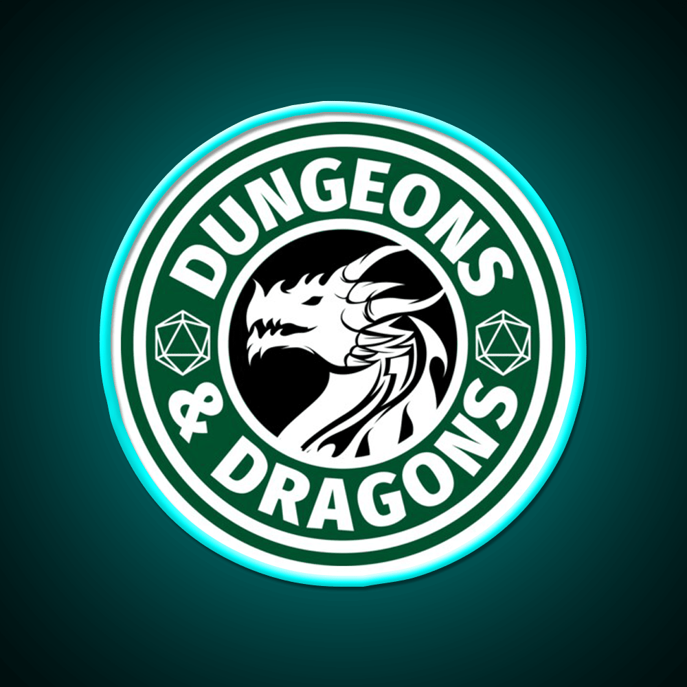 Dungeons And Dragons Logo Cafe Led Neon Sign Espresso Bar Art Rgb Color - Shineneon