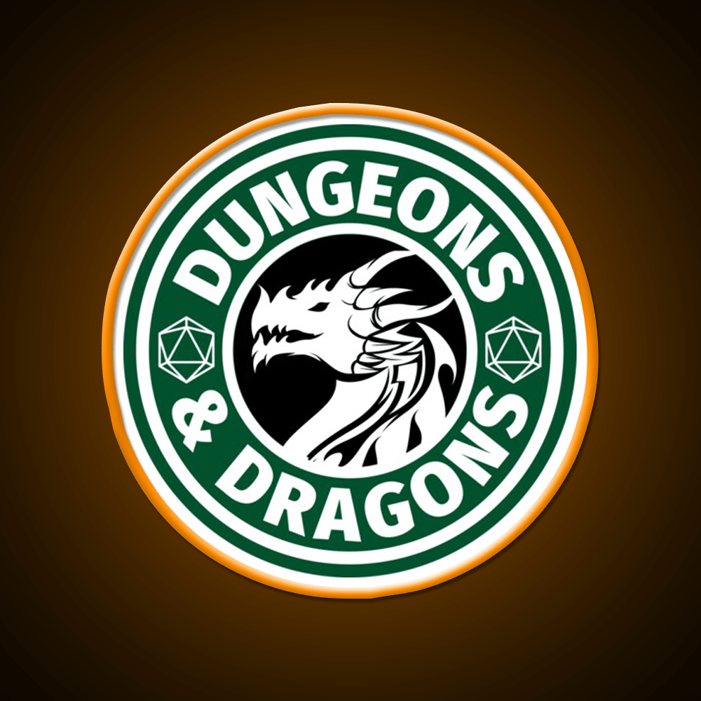 Dungeons And Dragons Logo Cafe Led Neon Sign Espresso Bar Art Rgb Color - Shineneon