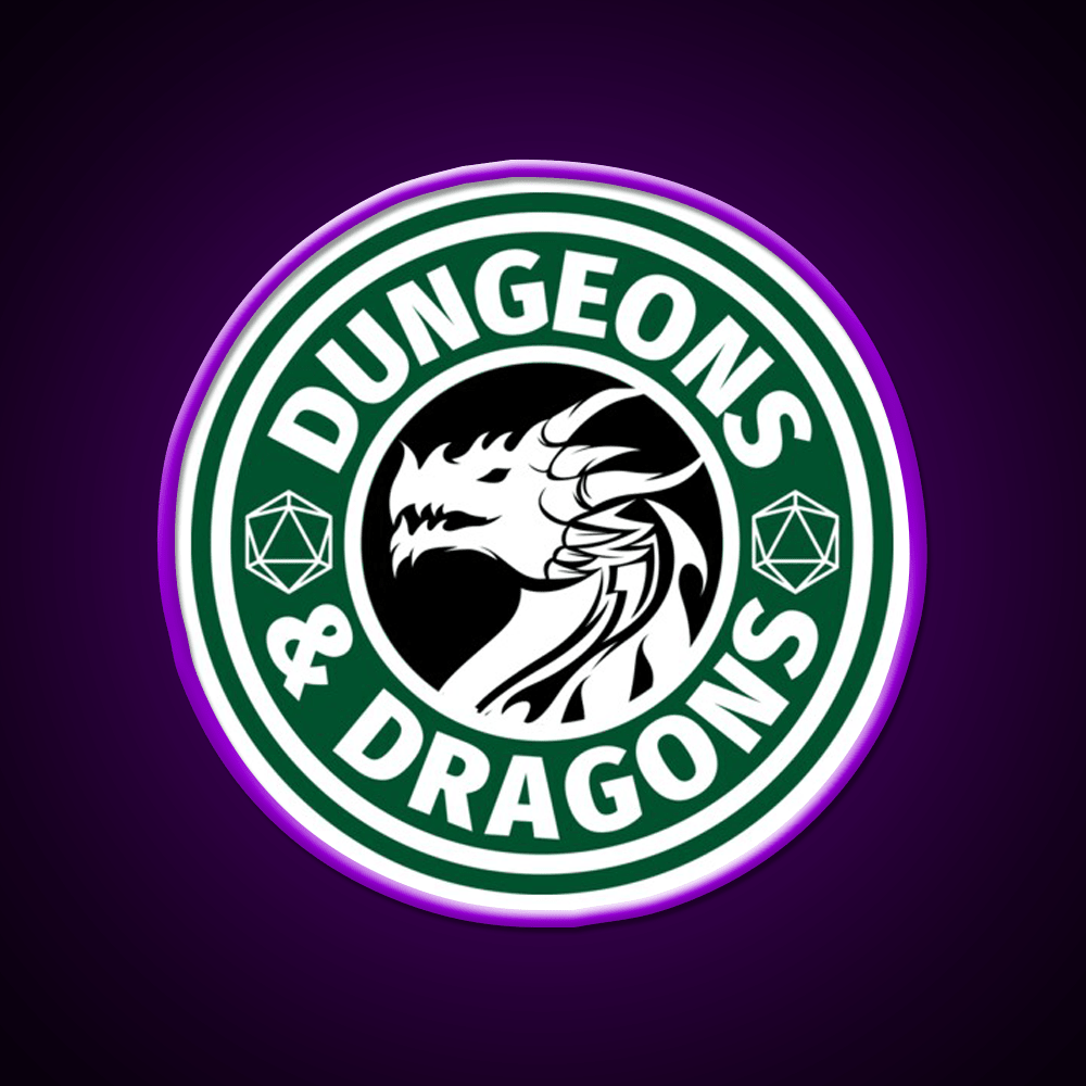 Dungeons And Dragons Logo Cafe Led Neon Sign Espresso Bar Art Rgb Color - Shineneon