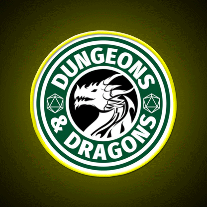 Dungeons And Dragons Logo Cafe Led Neon Sign Espresso Bar Art Rgb Color