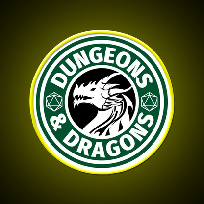 Dungeons And Dragons Logo Cafe Led Neon Sign Espresso Bar Art Rgb Color