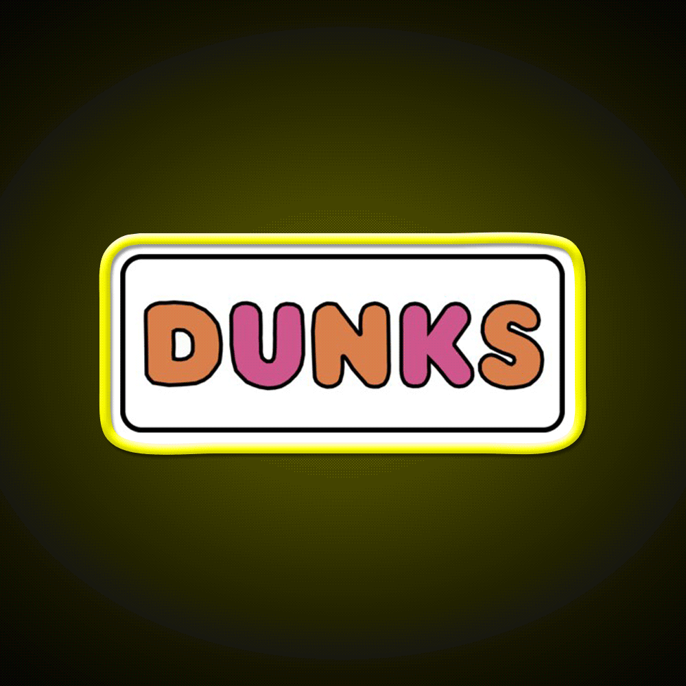 Dunks Fast Food Led Neon Sign For Burger Place Rgb Color - Custom LED neon sign front view