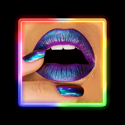 Duochrome Lips And Nail Salon Led Neon Sign Rgb Color - LED neon sign close-up detail