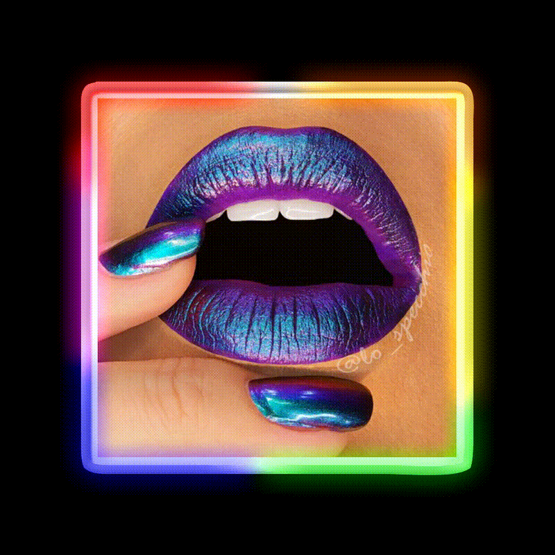 Duochrome Lips And Nail Salon Led Neon Sign Rgb Color - LED neon sign close-up detail