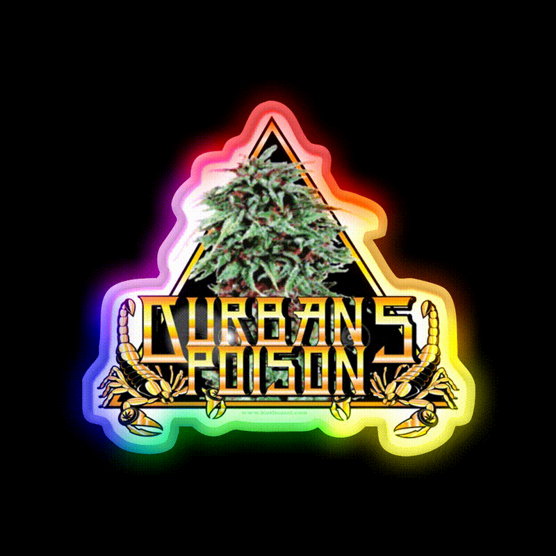 Durbans Poison Strain Art Hemp Inspired Green Leaf Led Neon Sign Rgb Color - LED neon sign close-up detail