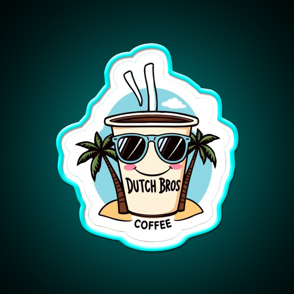 Dutch Bros Coffee Cup With Shades Cafe Led Neon Sign Espresso Bar Art Rgb Color