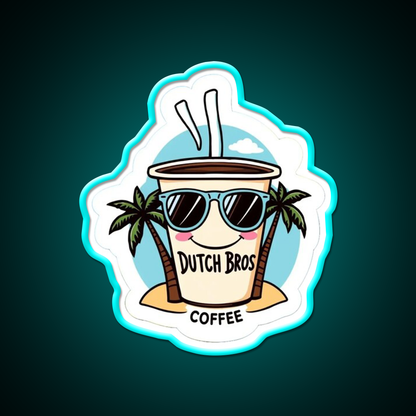 Dutch Bros Coffee Cup With Shades Cafe Led Neon Sign Espresso Bar Art Rgb Color