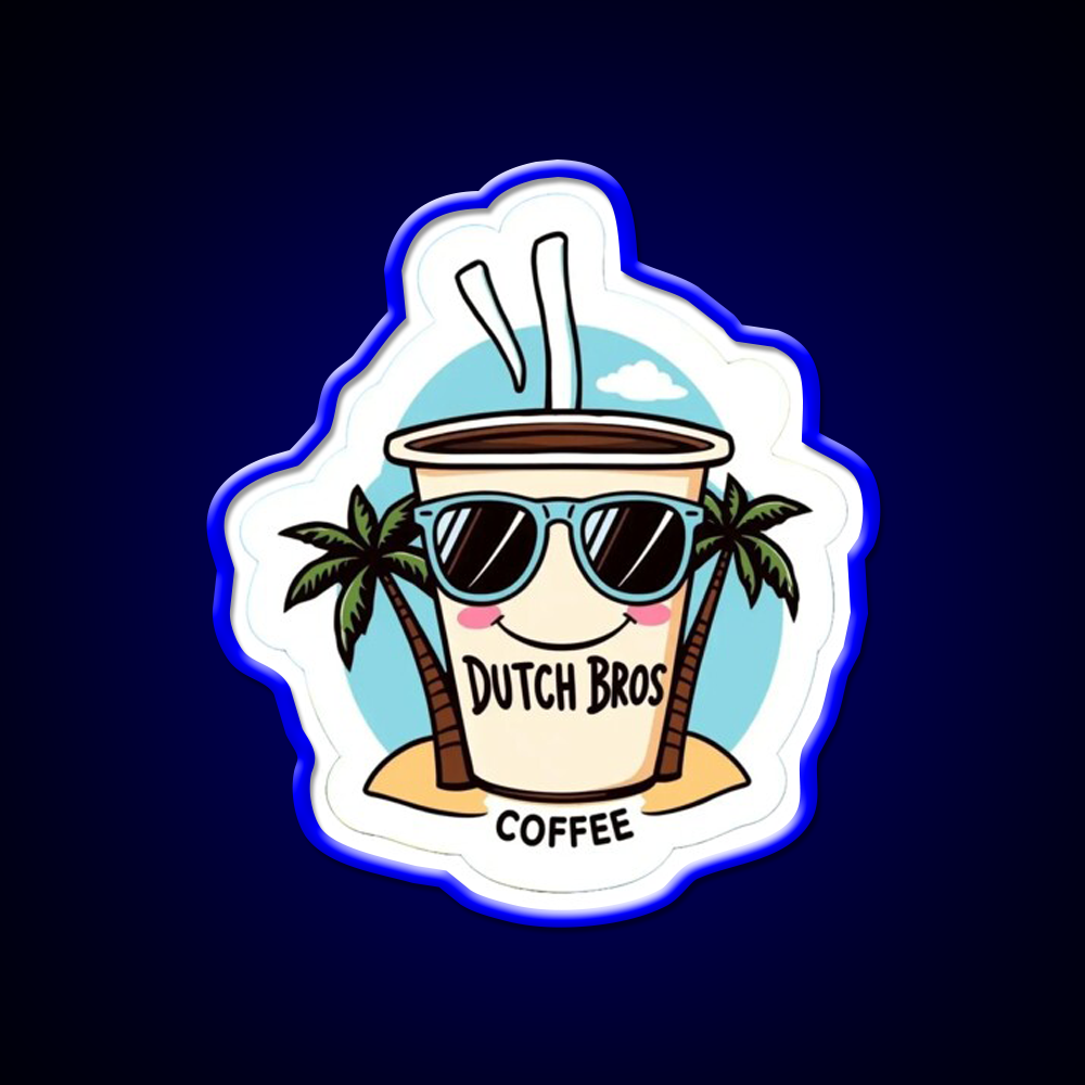 Dutch Bros Coffee Cup With Shades Cafe Led Neon Sign Espresso Bar Art Rgb Color