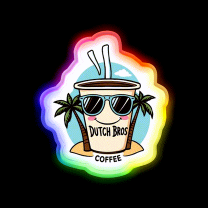 Dutch Bros Coffee Cup With Shades Cafe Led Neon Sign Espresso Bar Art Rgb Color