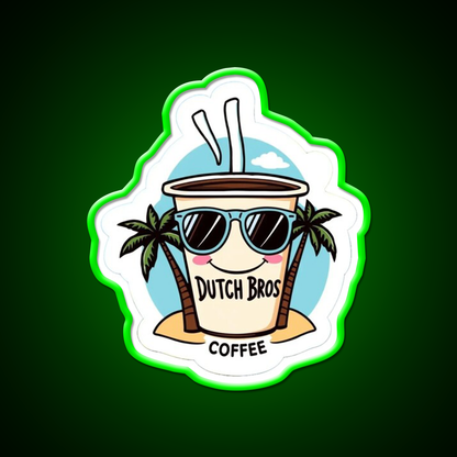 Dutch Bros Coffee Cup With Shades Cafe Led Neon Sign Espresso Bar Art Rgb Color