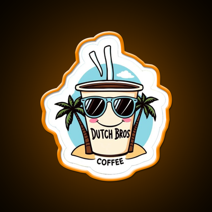 Dutch Bros Coffee Cup With Shades Cafe Led Neon Sign Espresso Bar Art Rgb Color