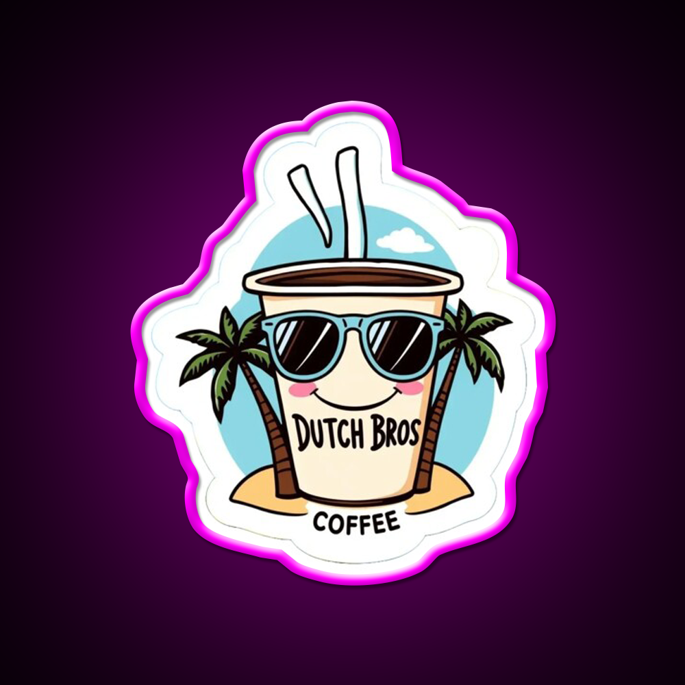 Dutch Bros Coffee Cup With Shades Cafe Led Neon Sign Espresso Bar Art Rgb Color