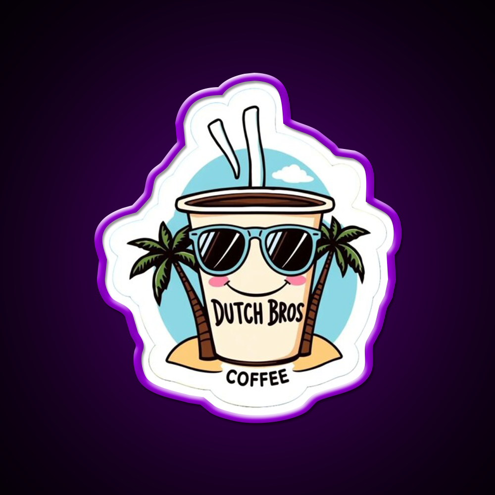 Dutch Bros Coffee Cup With Shades Cafe Led Neon Sign Espresso Bar Art Rgb Color