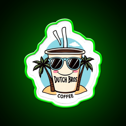 Dutch Bros Coffee Cup With Shades Cafe Led Neon Sign Espresso Bar Art Rgb Color - Shineneon