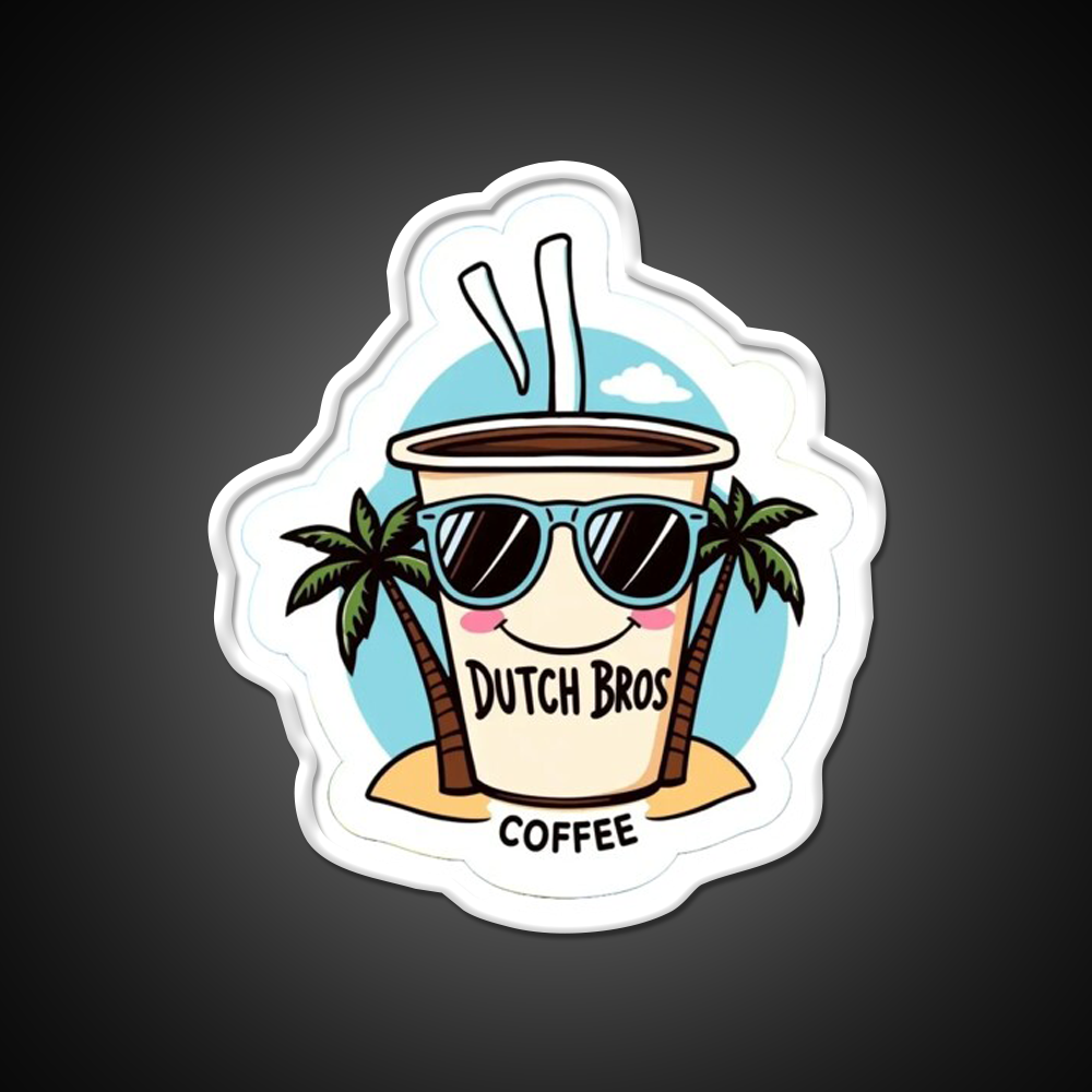 Dutch Bros Coffee Cup With Shades Cafe Led Neon Sign Espresso Bar Art Rgb Color