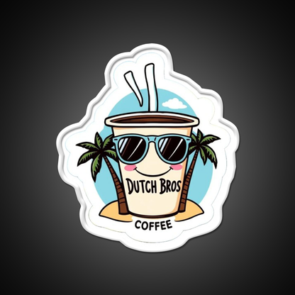 Dutch Bros Coffee Cup With Shades Cafe Led Neon Sign Espresso Bar Art Rgb Color