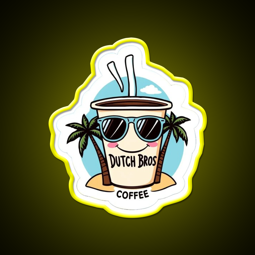 Dutch Bros Coffee Cup With Shades Cafe Led Neon Sign Espresso Bar Art Rgb Color