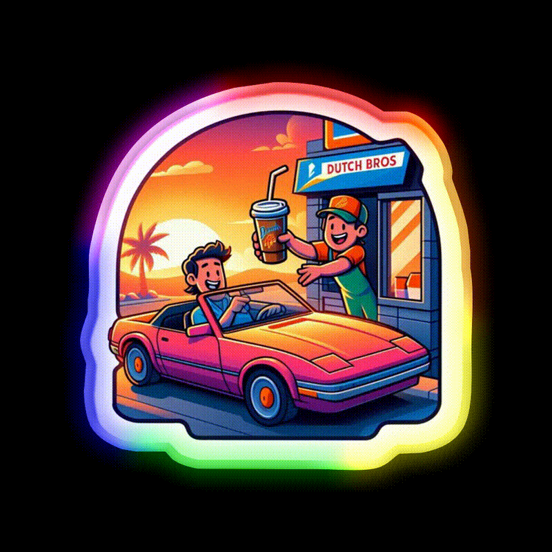 Dutch Bros Drive Thru Vibes Cafe Led Neon Sign Espresso Bar Art Rgb Color