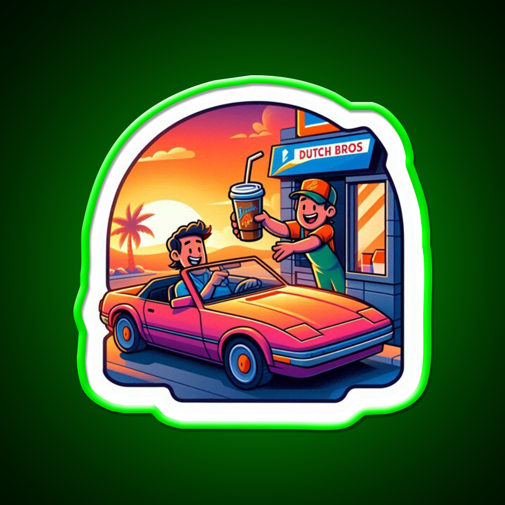 Dutch Bros Drive Thru Vibes Cafe Led Neon Sign Espresso Bar Art Rgb Color