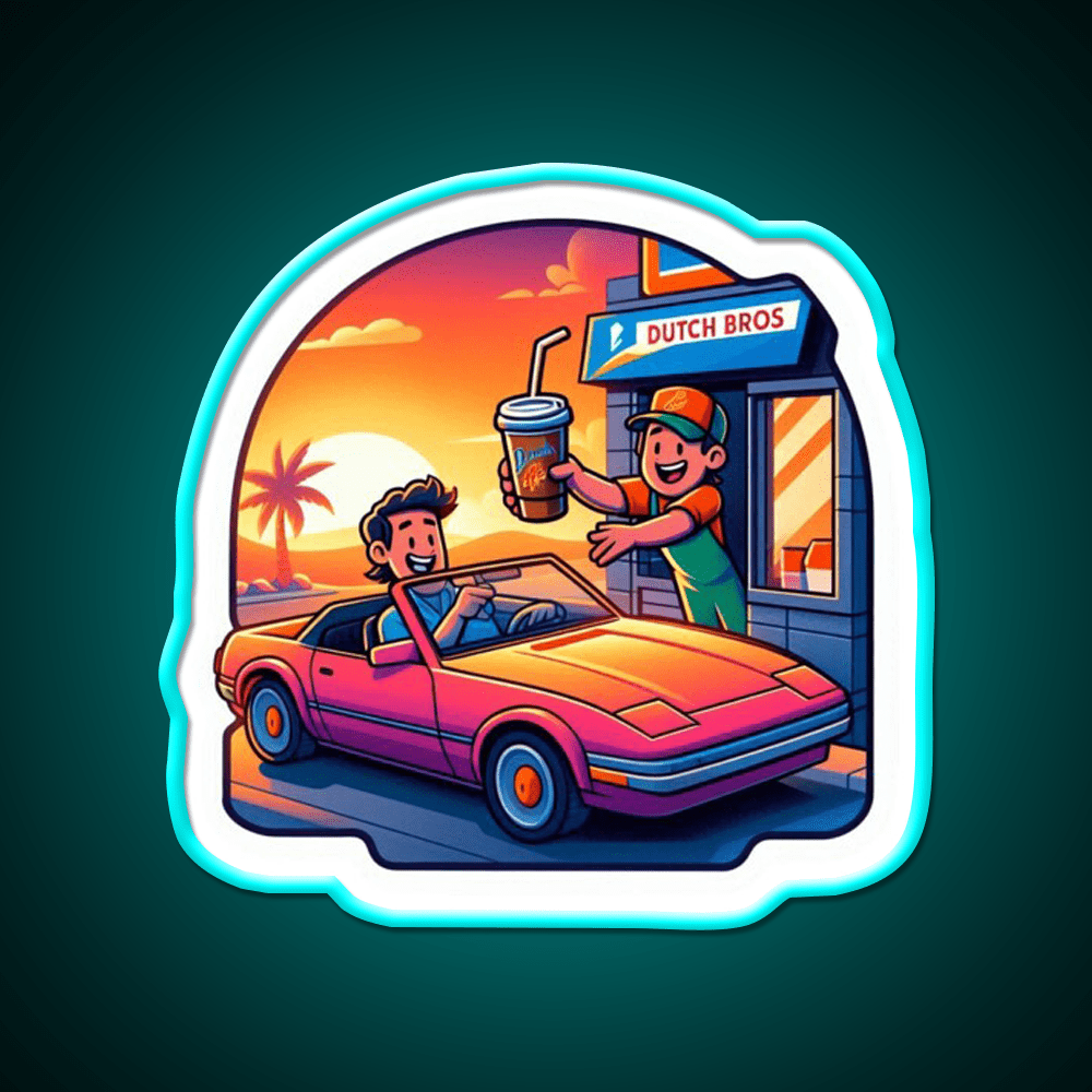 Dutch Bros Drive Thru Vibes Cafe Led Neon Sign Espresso Bar Art Rgb Color - Shineneon