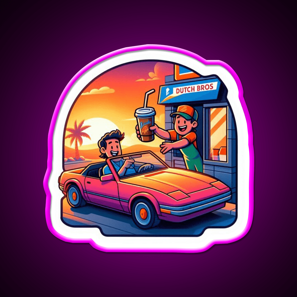 Dutch Bros Drive Thru Vibes Cafe Led Neon Sign Espresso Bar Art Rgb Color - Shineneon