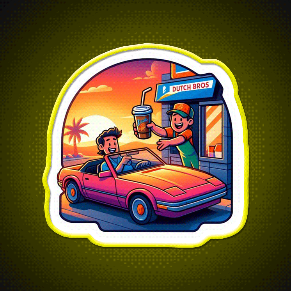 Dutch Bros Drive Thru Vibes Cafe Led Neon Sign Espresso Bar Art Rgb Color