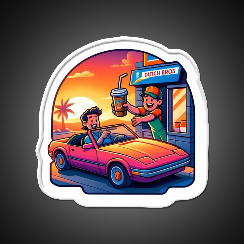 Dutch Bros Drive Thru Vibes Cafe Led Neon Sign Espresso Bar Art Rgb Color