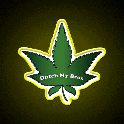 Dutch My Bros Hemp Inspired Green Leaf Led Neon Sign Rgb Color - Custom LED neon sign front view