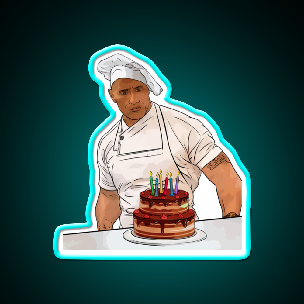 Dwayne Johnson Cooking Birthday Gym Fitness Led Neon Sign Rgb Color