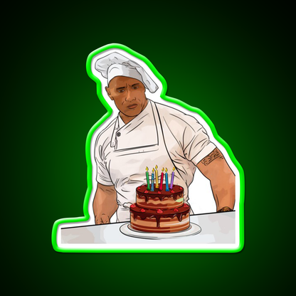 Dwayne Johnson Cooking Birthday Gym Fitness Led Neon Sign Rgb Color