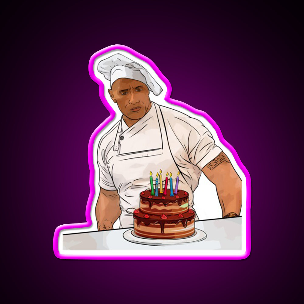 Dwayne Johnson Cooking Birthday Gym Fitness Led Neon Sign Rgb Color