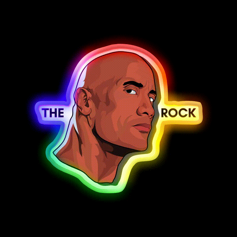 Dwayne Johnson Illustration Artwork Gym Fitness Led Neon Sign Rgb Color