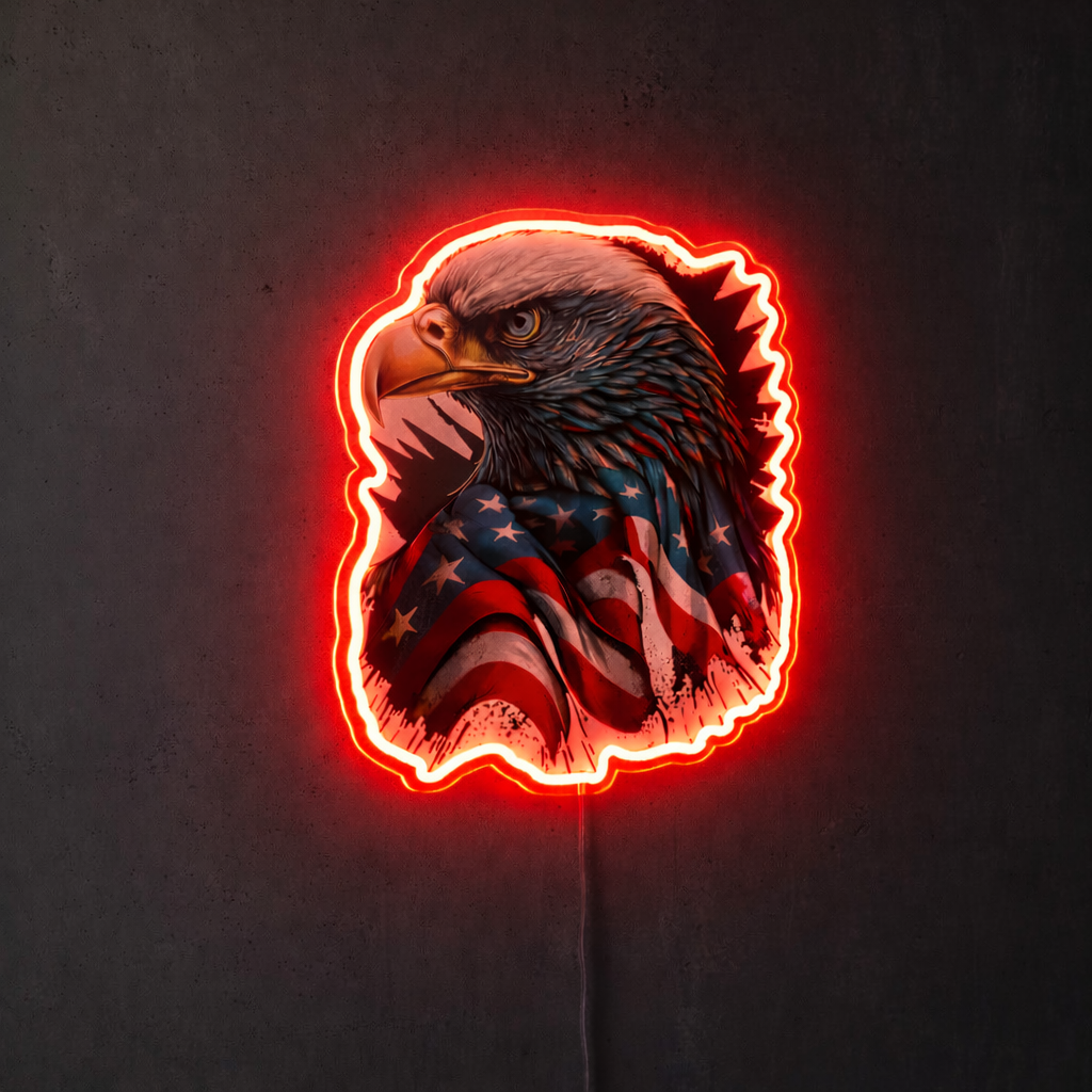 ShineNeon™  Patriotic American Eagle LED Sign - US Flag Wall Decor for Man Cave & Garage