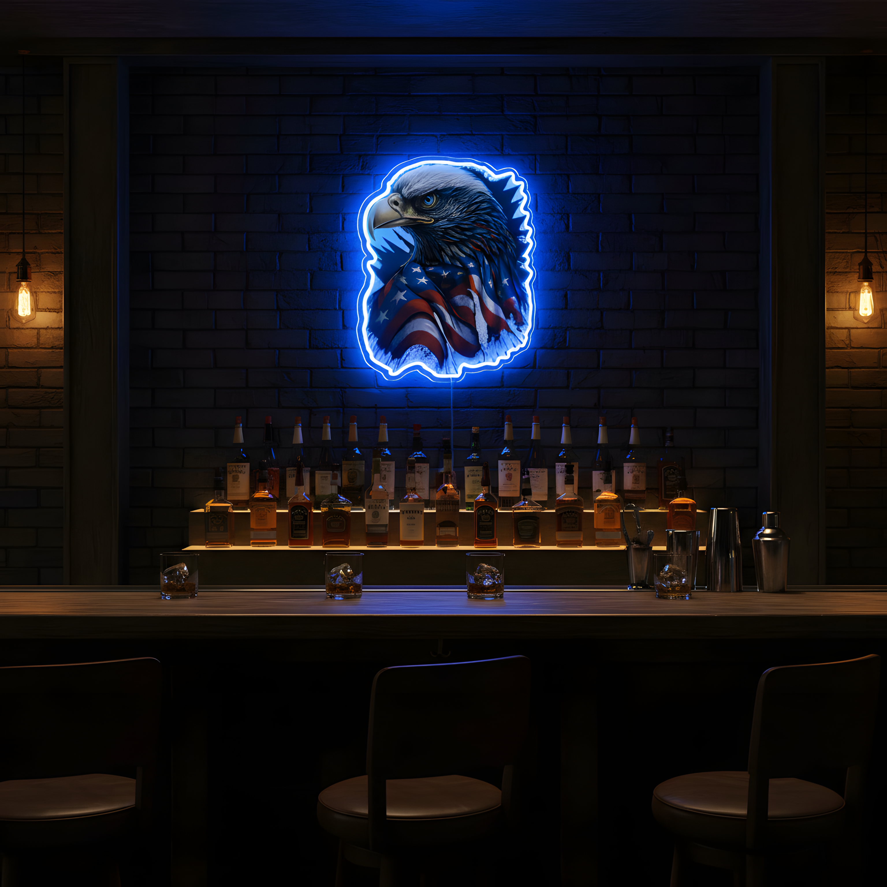ShineNeon™  Patriotic American Eagle LED Sign - US Flag Wall Decor for Man Cave & Garage