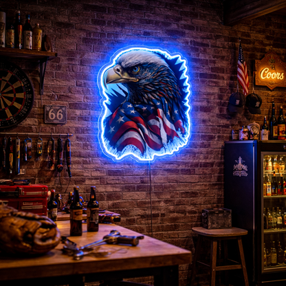 ShineNeon™  Patriotic American Eagle LED Sign - US Flag Wall Decor for Man Cave & Garage