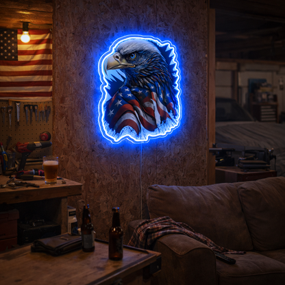 ShineNeon™  Patriotic American Eagle LED Sign - US Flag Wall Decor for Man Cave & Garage