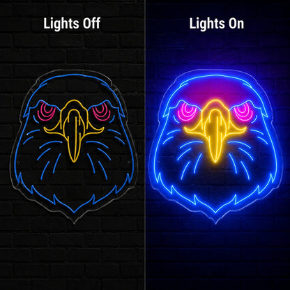 Eagle Head Crest Neon Sign LED Neon Sign day and night comparison