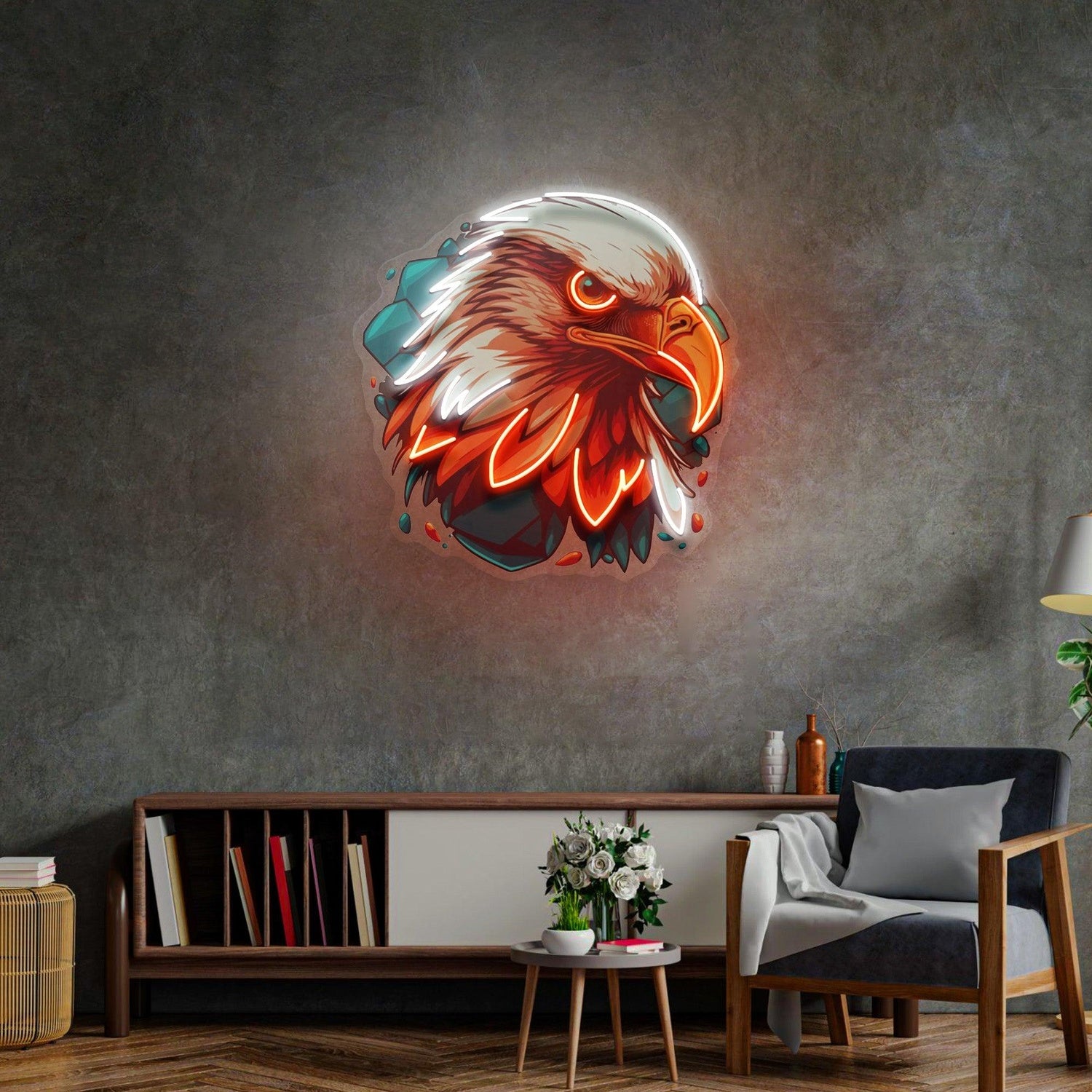 Eagle Head Pop Art Uv Printed Led Neon Sign Wall Decor For Studio Bar | Shineneon
