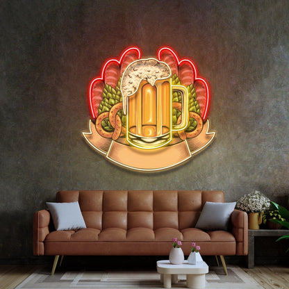Eagle Santa Hat Red Green Uv Printed Led Neon Sign Indoor Christmas Decor | Shineneon