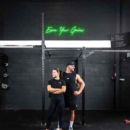 Earn Your Gains Bright Green Handwritten Led Neon Sign For Gym Wall | Shineneon