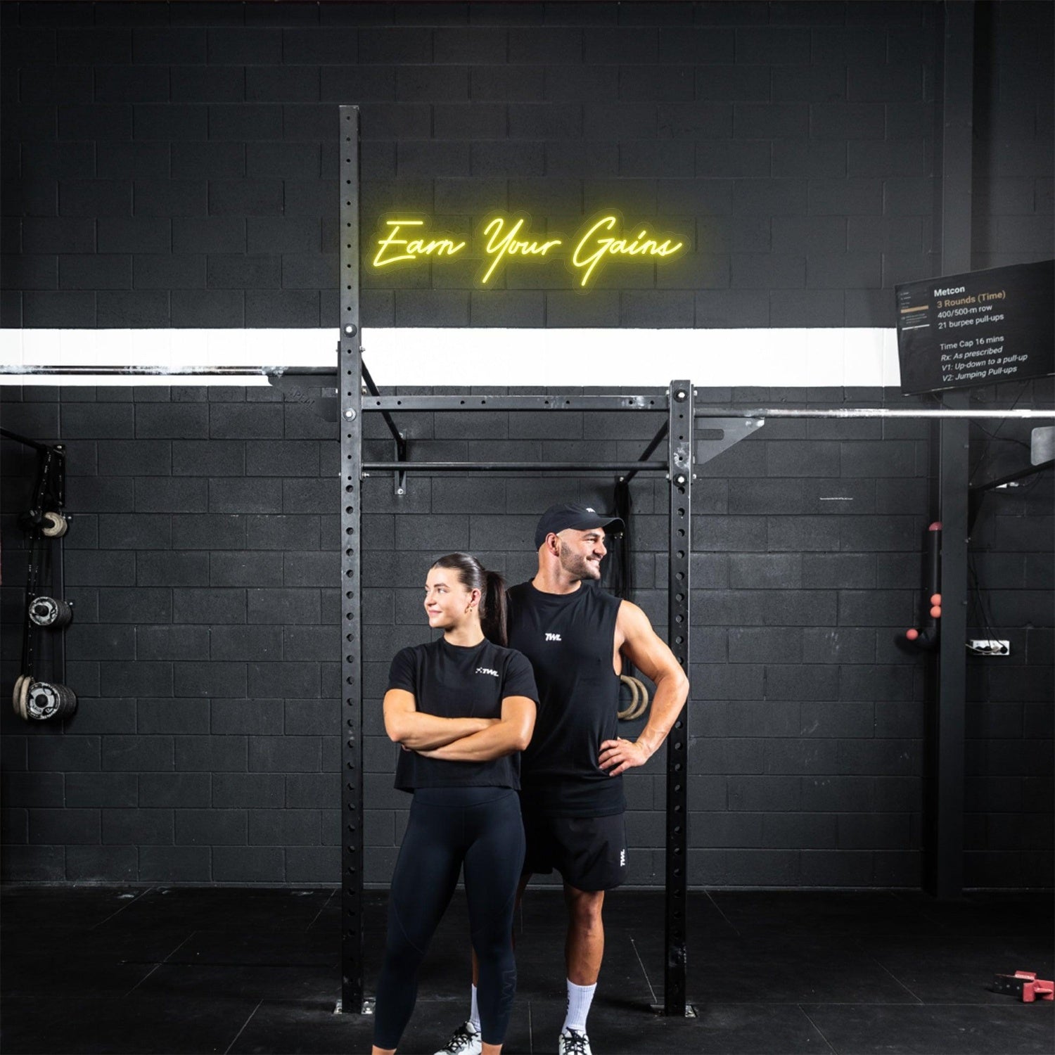 Earn Your Gains Bright Green Handwritten Led Neon Sign For Gym Wall | Shineneon